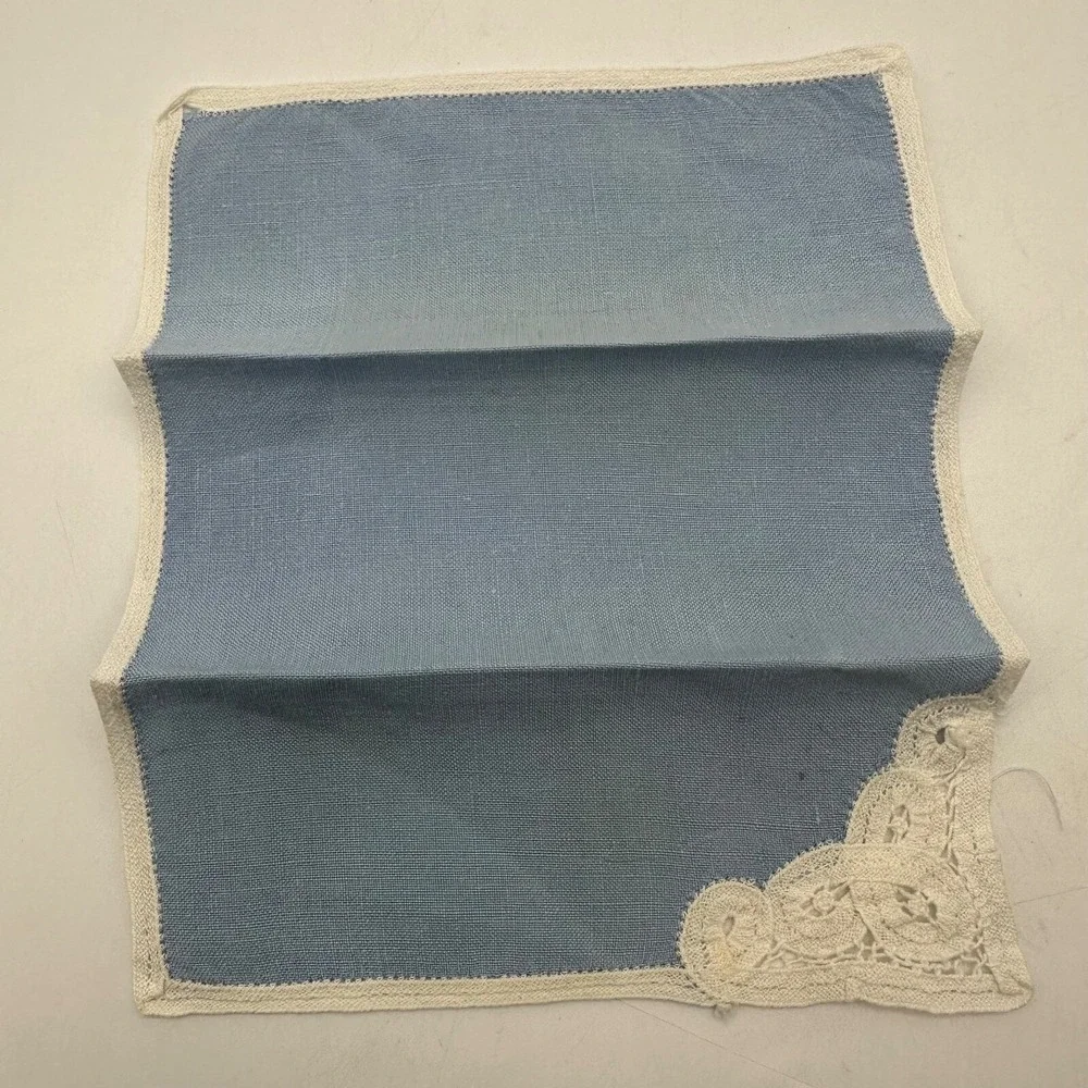 Set of 7 Vintage Embroidered Floral Hostess Brussells Lace Cocktail Napkins